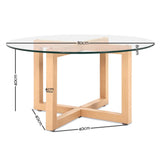 Table Coffee Table with Tempered Glass Round Coffee Table - Beige