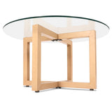 Table Coffee Table with Tempered Glass Round Coffee Table - Beige