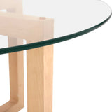 Table Coffee Table with Tempered Glass Round Coffee Table - Beige