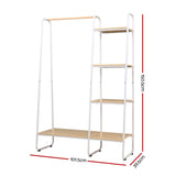 Metal Hanger Garments Storage Rack Clothes Shelf Garment Rail Stand Wardrobe Organiser Hanger White