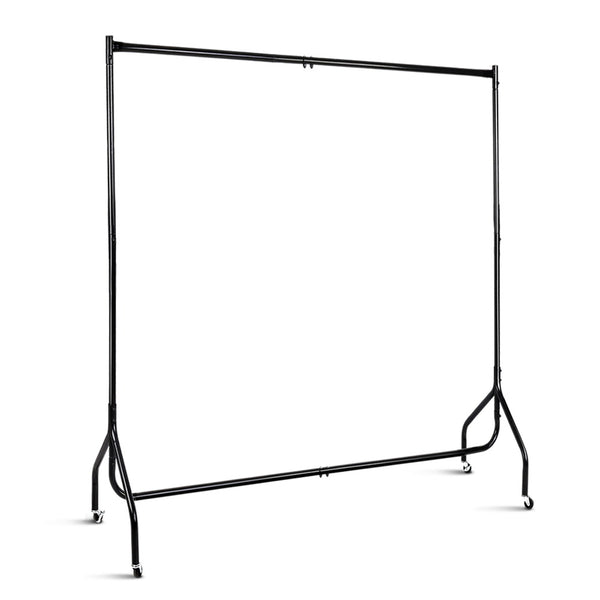 Metal Hanger Garments 180cm W -Metal Garment Display Rail - Black