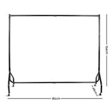 Metal Hanger Garments 180cm W -Metal Garment Display Rail - Black