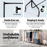 Metal Hanger Garments 180cm W -Metal Garment Display Rail - Black