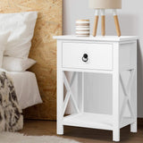 Bedside Tables x2 set with Drawers Side Table Nightstand Lamp Chest Unit Cabinet x2