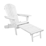 Chairs Outdoor Furniture Pool Chair Beach Chair with Ottoman - White