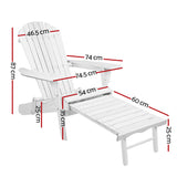 Chairs Outdoor Furniture Pool Chair Beach Chair with Ottoman - White