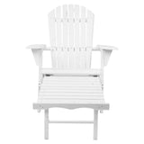 Chairs Outdoor Furniture Pool Chair Beach Chair with Ottoman - White