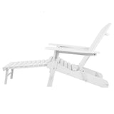 Chairs Outdoor Furniture Pool Chair Beach Chair with Ottoman - White