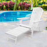 Chairs Outdoor Furniture Pool Chair Beach Chair with Ottoman - White