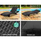 Chairs Outdoors Sun Lounge Pool Lounge New Outdoor Wicker Sun Lounge - Black