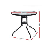 Table Metal And Glass Outdoor Dining Table Bar Setting Steel Glass 70CM