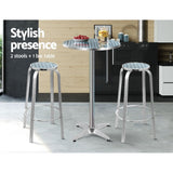 Set Table and Stools Adjustable Aluminium Outdoor Bistro indoors set Cafe 3 Pieces set Round