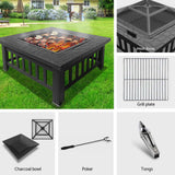 BBQ Outdoor Grill Outdoor Fire Pit BBQ Table Grill Fireplace Stone Pattern