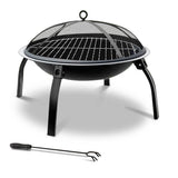 Fire Pit Portable BBQ Charcoal Smoker Portable Outdoor Camping Pits Patio Fireplace 22"