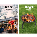 Fire Pit Portable BBQ Charcoal Smoker Portable Outdoor Camping Pits Patio Fireplace 22"