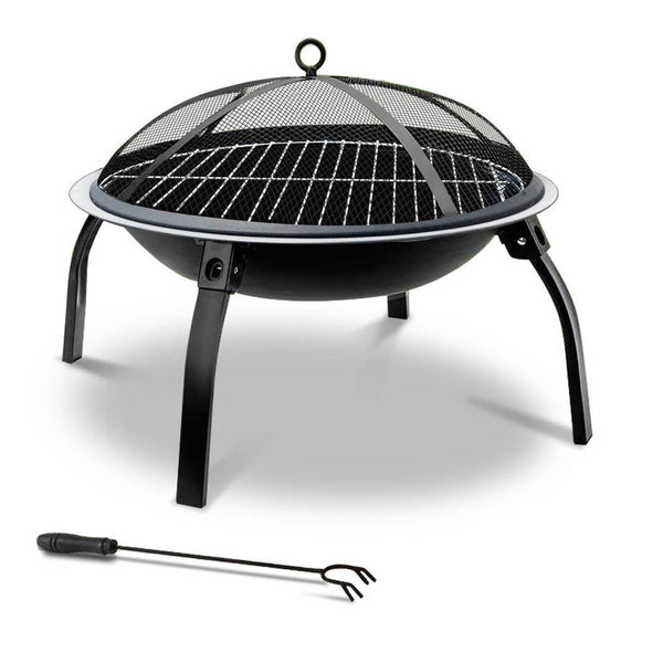 Fire Pit Grill Smoker BBQ Charcoal Portable Outdoor Camping Garden Pits 30"