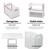 Kids Storage kids seat and store 4 pieces  Kids Table and Chairs Set Storage Box Toys Play Desk  Children