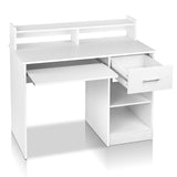 Desk student desk and slide out keyboard tray Workstation Office desk Computer Desk with Storage - White