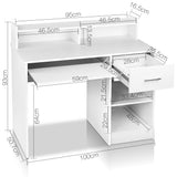 Desk student desk and slide out keyboard tray Workstation Office desk Computer Desk with Storage - White