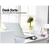 Desk student desk and slide out keyboard tray Workstation Office desk Computer Desk with Storage - White
