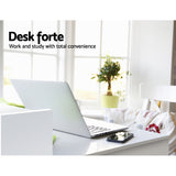 Desk student desk and slide out keyboard tray Workstation Office desk Computer Desk with Storage - White