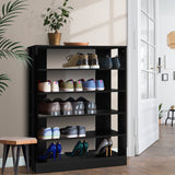 Storage Shoe Rack Cabinet Shoes Organiser Storage Rack For Many Pairs Black Shelf Wooden Look --