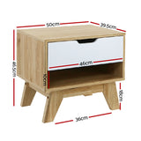 Bedside Table with Drawer Cabinet Storage Wooden Looks