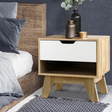 Bedside Table with Drawer Cabinet Storage Wooden Looks