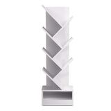 Bookcase Display Storage Stand Rack Shelf 7-Shelf Tree Bookshelf Book Storage Rack Bookcase White