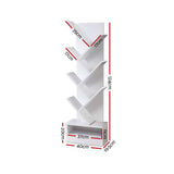 Bookcase Display Storage Stand Rack Shelf 7-Shelf Tree Bookshelf Book Storage Rack Bookcase White