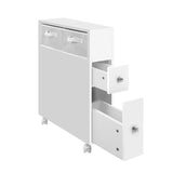 Storage Bathroom Toilet Items Holder Drawers and Baskets, Wheels White  Cabinet