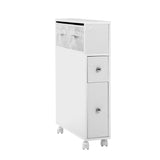 Storage Bathroom Toilet Items Holder Drawers and Baskets, Wheels White  Cabinet