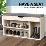 Seat Wooden Shoe Organiser seat and pillow - Natural
