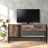 Stand Cabinet 1.24 M Storage media devices tv Unit Storage Cabinet Rustic Wooden