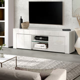 TV Stand 130cm High Gloss TV Entertainment Unit TV Storage Cabinet Tempered Glass Shelf White
