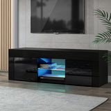 Stand Cabinet With LIGHT effects 1.3m in  High Gloss TV Stand  Black Media Cabinet