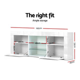 Stand Cabinet With LIGHT effects 1.45 M in  High Gloss Storage media devices TV Unit Stand Furniture White