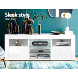 Stand Cabinet With LIGHT effects 1.45 M in  High Gloss Storage media devices TV Unit Stand Furniture White