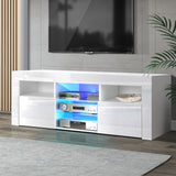 Stand Cabinet With LIGHT effects 1.45 M in  High Gloss Storage media devices TV Unit Stand Furniture White