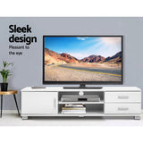 TV Stand 120cm  Entertainment Storage Cabinet with Drawers Shelf White