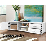 TV Stand 120cm  Entertainment Storage Cabinet with Drawers Shelf White