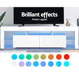 Stand Cabinet With LIGHT effects 189cm  in  High Gloss Storage media devices TV Stand Cabinet Entertainment Unit Furniture Drawers Tempered Glass Shelf White