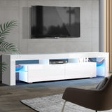 Stand Cabinet With LIGHT effects 189cm  in  High Gloss Storage media devices TV Stand Cabinet Entertainment Unit Furniture Drawers Tempered Glass Shelf White