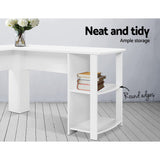 Desk Office desk student desk Office Computer Desk Corner Study Table Workstation L-Shape Shelf White