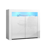 Stand Cabinet With LIGHT effects 107.5cm in  High Gloss Storage media devices with Doors in White