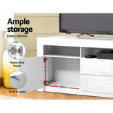 Stand Cabinet With LIGHT effects 1.6 M in  High Gloss Storage media devices TV Unit Stand  Drawers White
