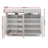 Shoe Cabinet 120cm Shoes Storage Rack High Gloss Cupboard White Drawers