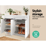 Shoe Cabinet 120cm Shoes Storage Rack High Gloss Cupboard White Drawers