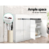 Shoe Cabinet 120cm Shoes Storage Rack High Gloss Cupboard White Drawers