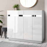 Shoe Cabinet 120cm Shoes Storage Rack High Gloss Cupboard White Drawers